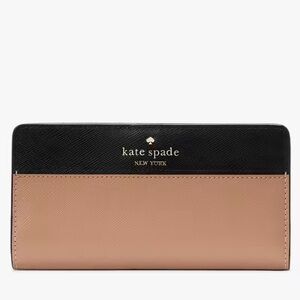Kate spade Tan Madison Colorblock Large Slim Bifold Wallet